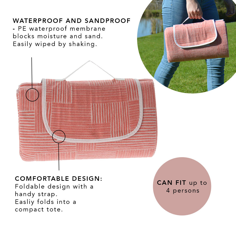 Picnic Blanket with Handle - Foldable Design & Water-resistant Lining