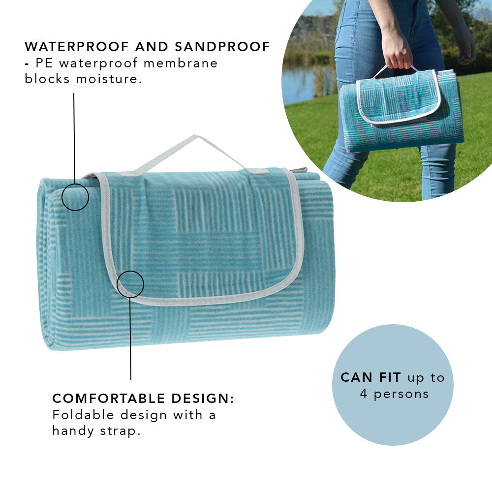 Picknickdecke mit Griff – faltbares Design und wasserabweisendes Futter