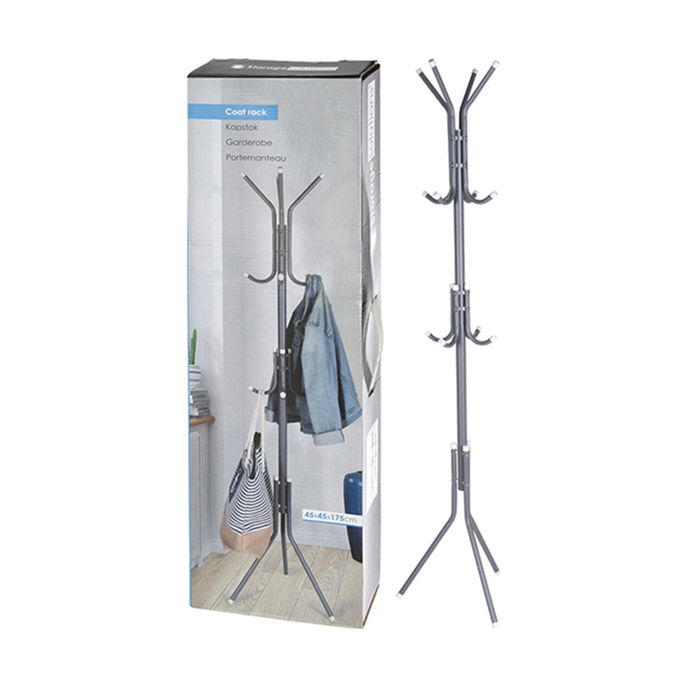 Iron Coat and Hat Rack with 12 Hooks - 170cm