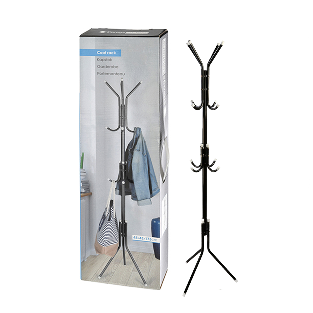 Iron Coat and Hat Rack with 12 Hooks - 170cm