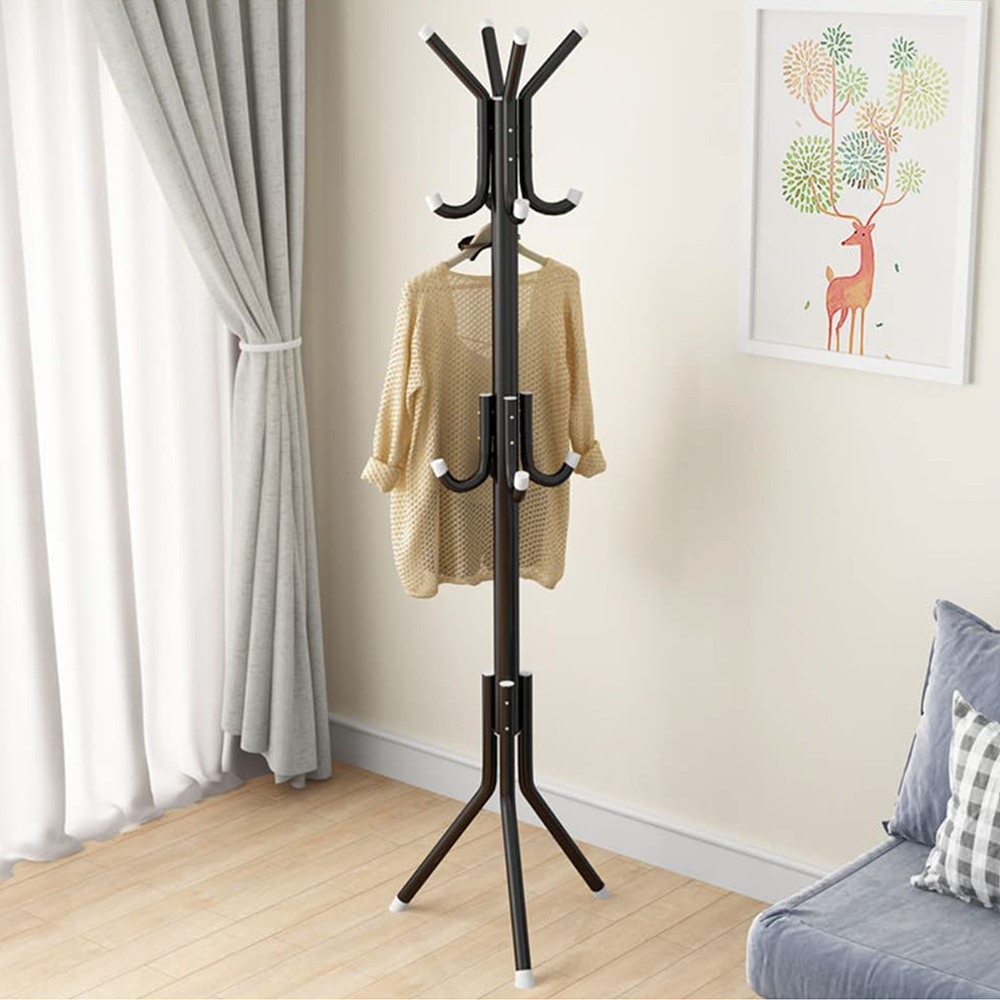 Iron Coat and Hat Rack with 12 Hooks - 170cm