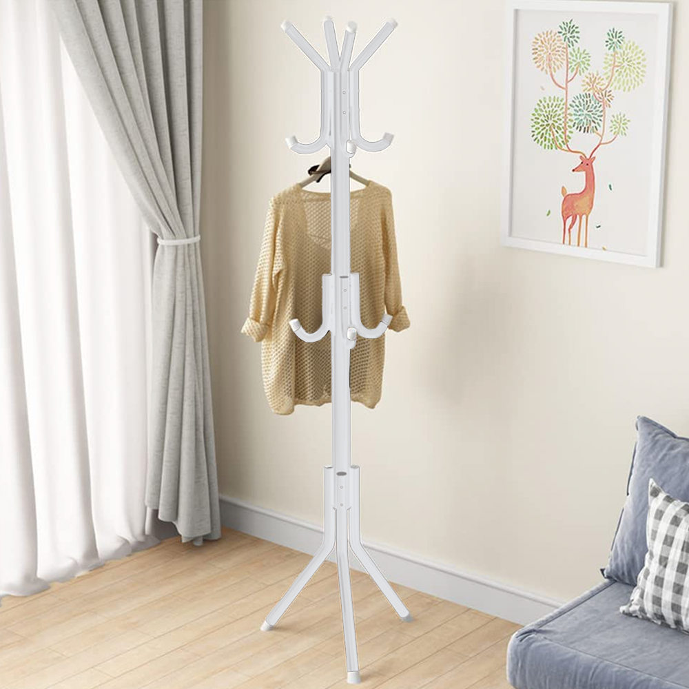 Iron Coat and Hat Rack with 12 Hooks - 170cm