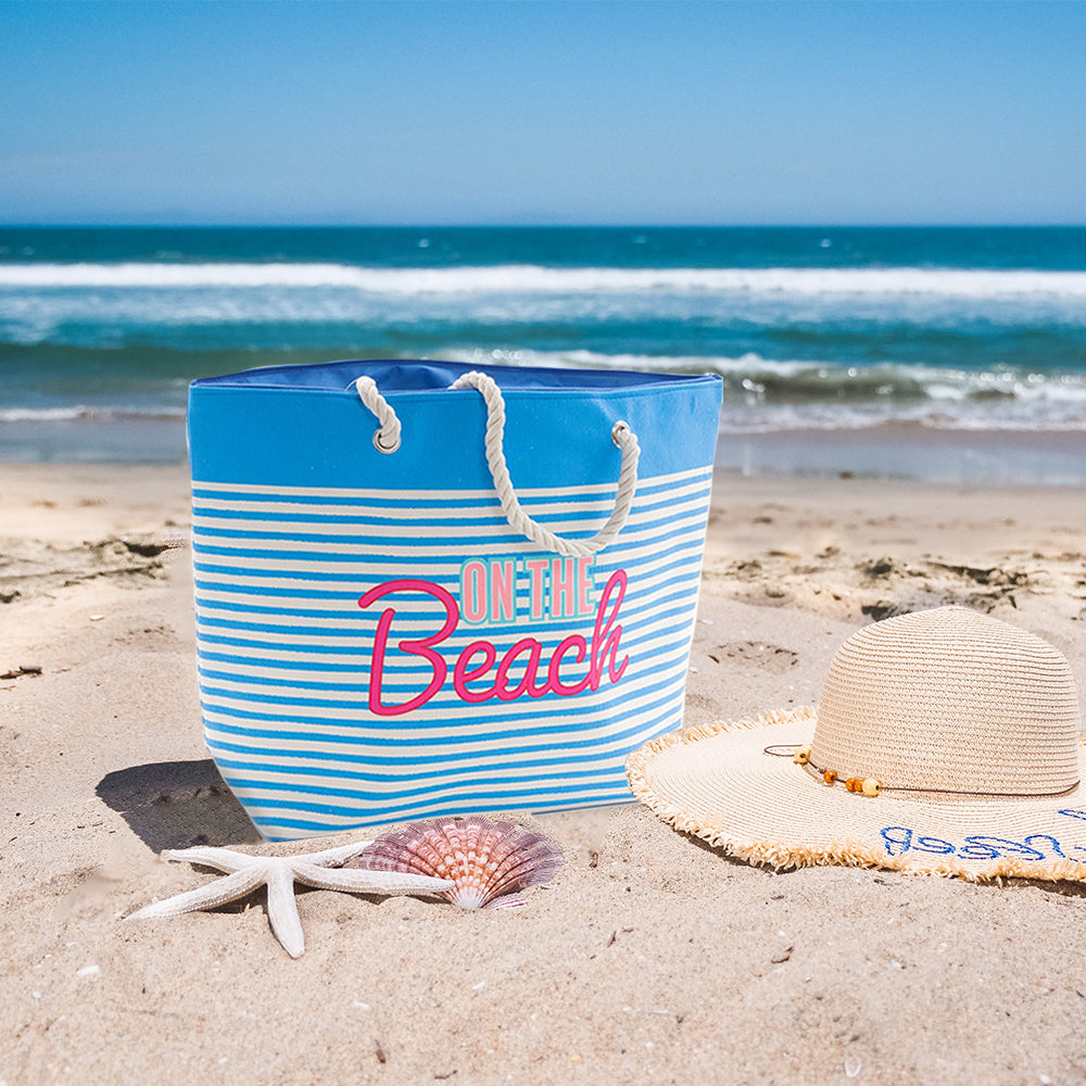 Striped Beach Bag with Rope Handles