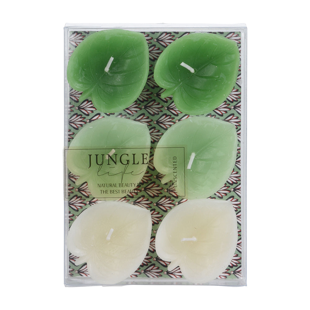 Candles - Leaf Shape - 6 Pieces - Jungle Vibes