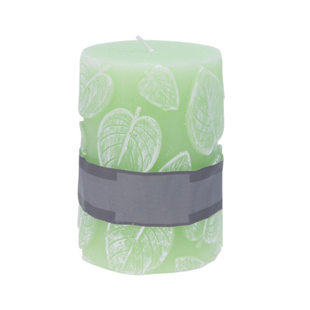 Wax Candle with Leaf Print