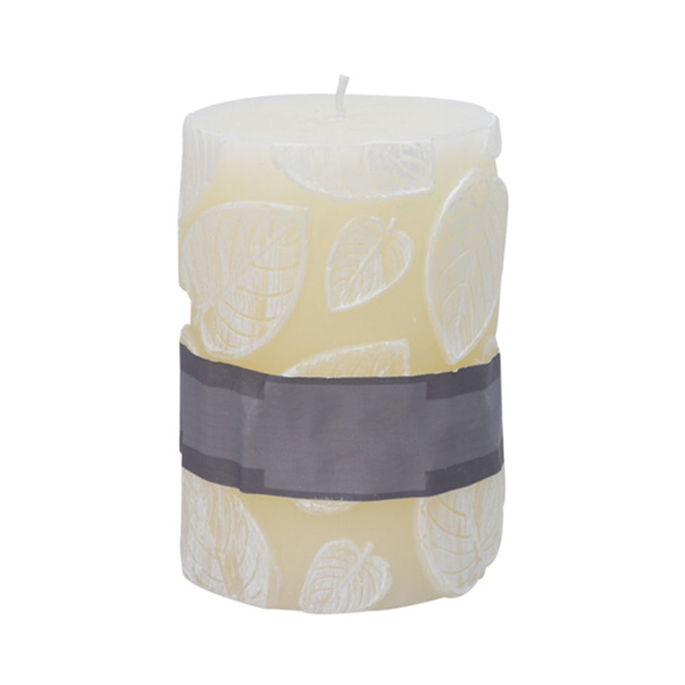 Wax Candle with Leaf Print