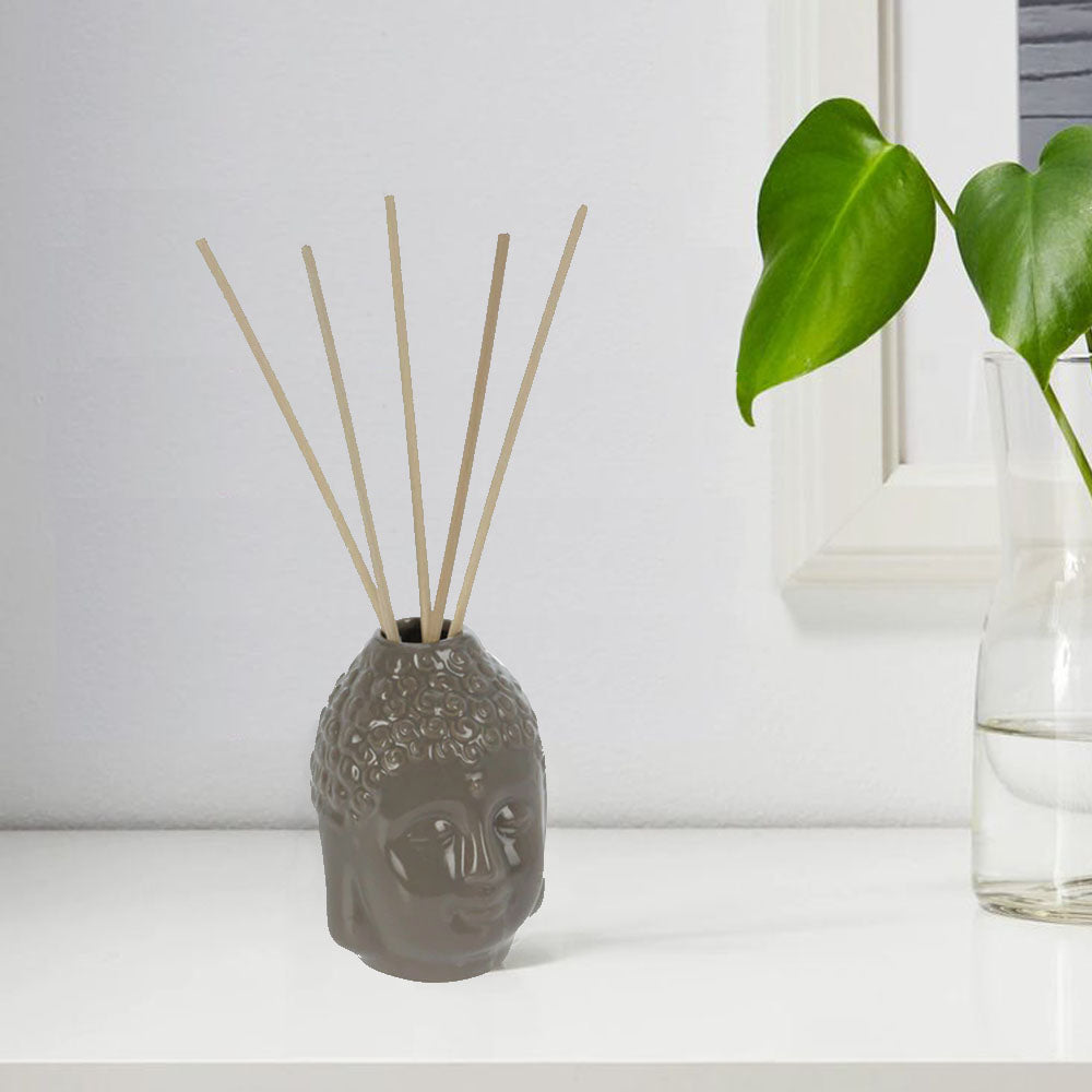 Diffuser - 100ml Fragrance & 6 Reed Sticks - Scented Ceramic Buddha Design