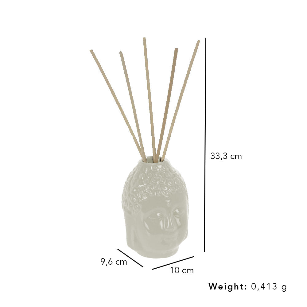 Diffuser - 100ml Fragrance & 6 Reed Sticks - Scented Ceramic Buddha Design