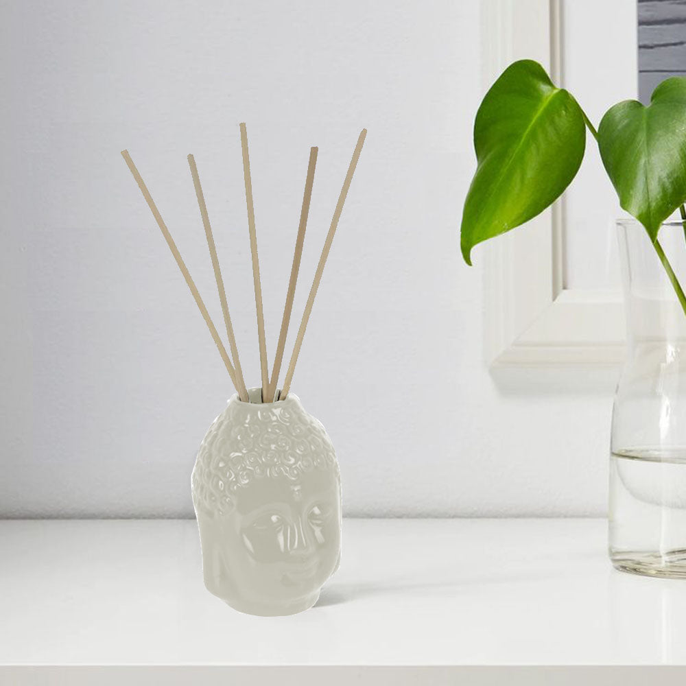 Diffuser - 100ml Fragrance & 6 Reed Sticks - Scented Ceramic Buddha Design