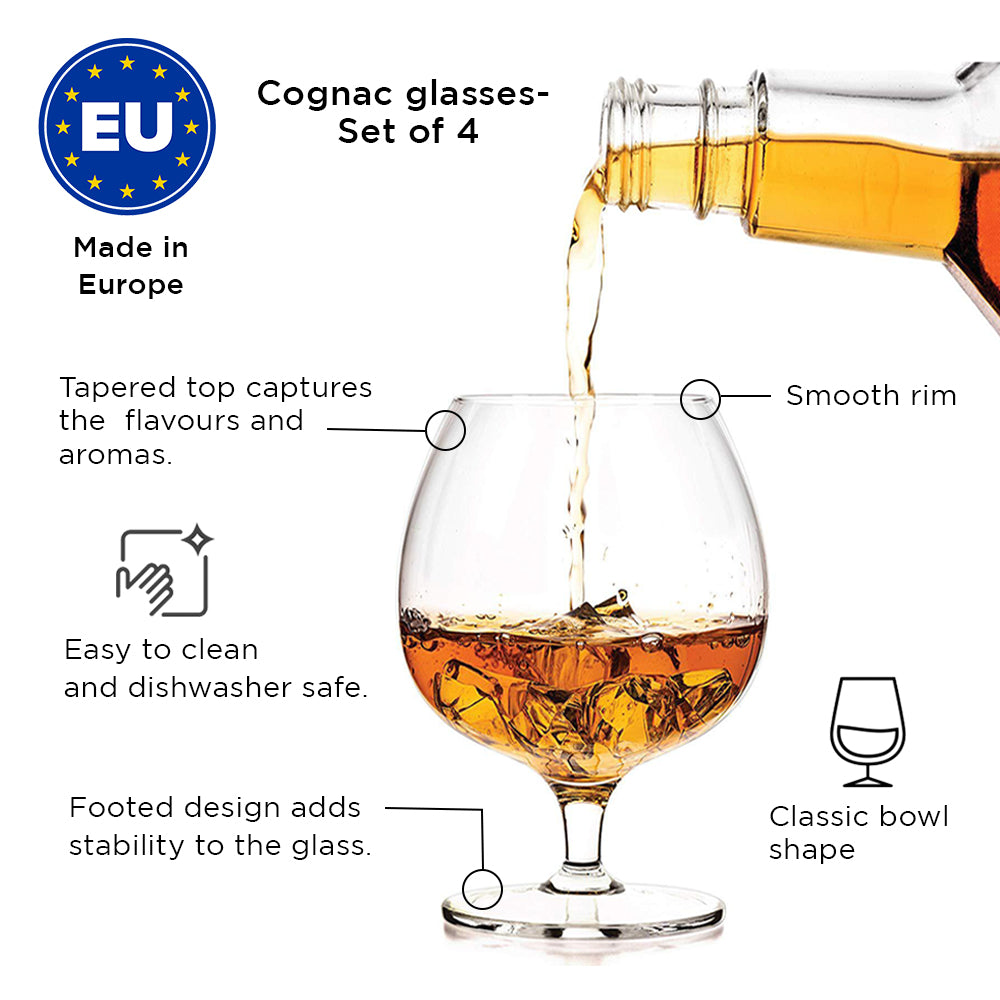 Cognac Drinking Glasses - Set of 4 Pieces - 350ml