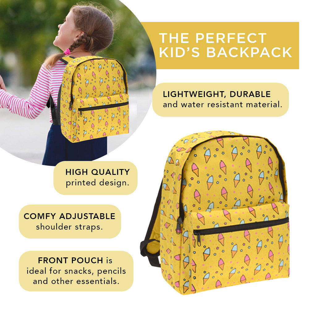 Kinderrucksack Summer Vibes Design – Gelbes Eiscreme-Design