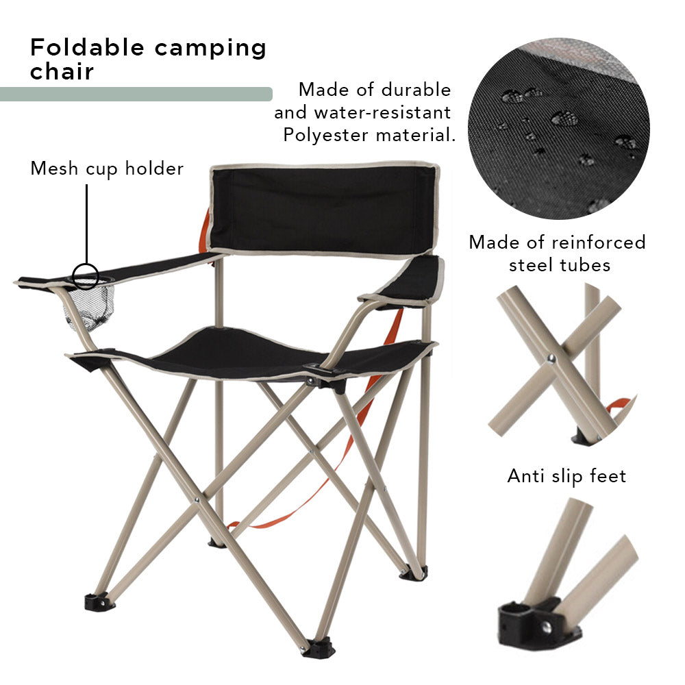 Silla de camping con bolsa de transporte y portavasos - Diseño plegable