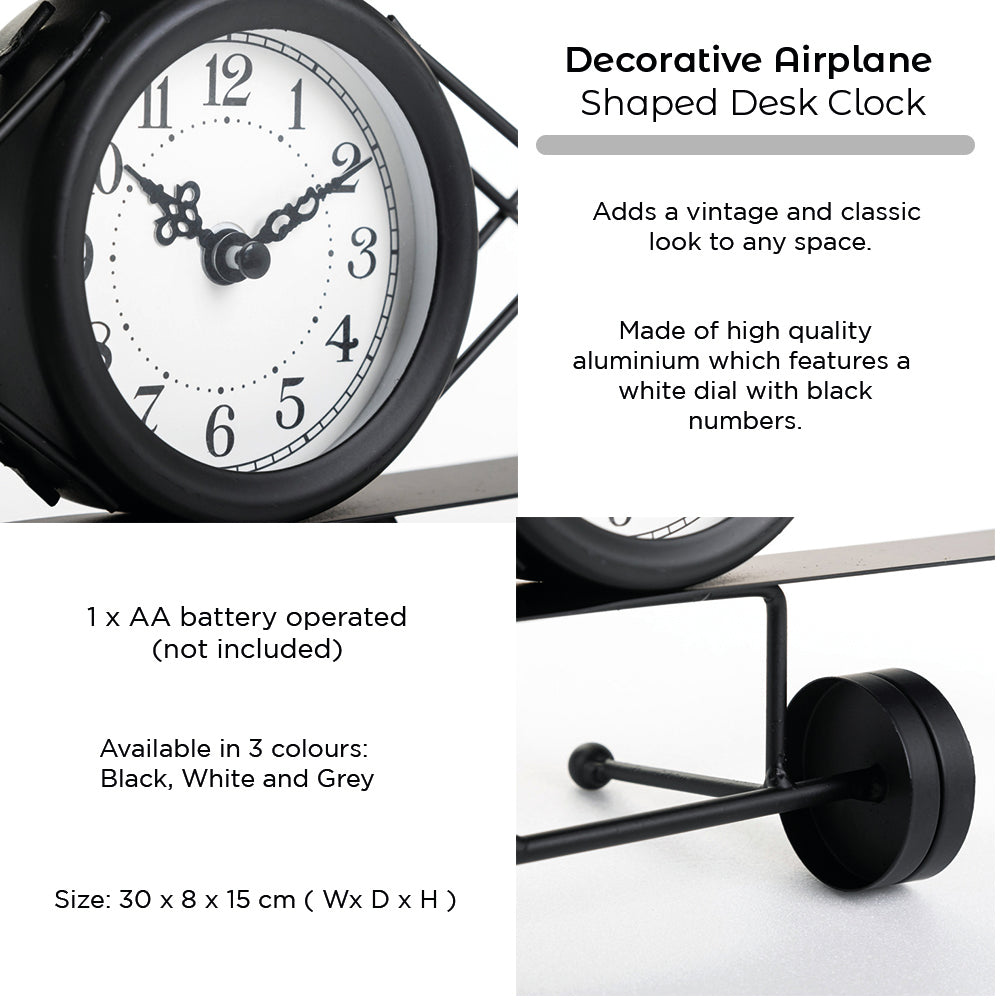 Reloj de Mesa - Forma de Avión de Metal 