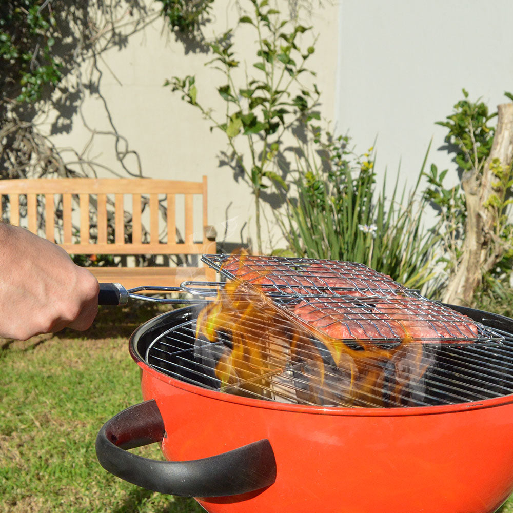 Rejilla para Hamburguesas con Mango para Braai - Acero Inoxidable