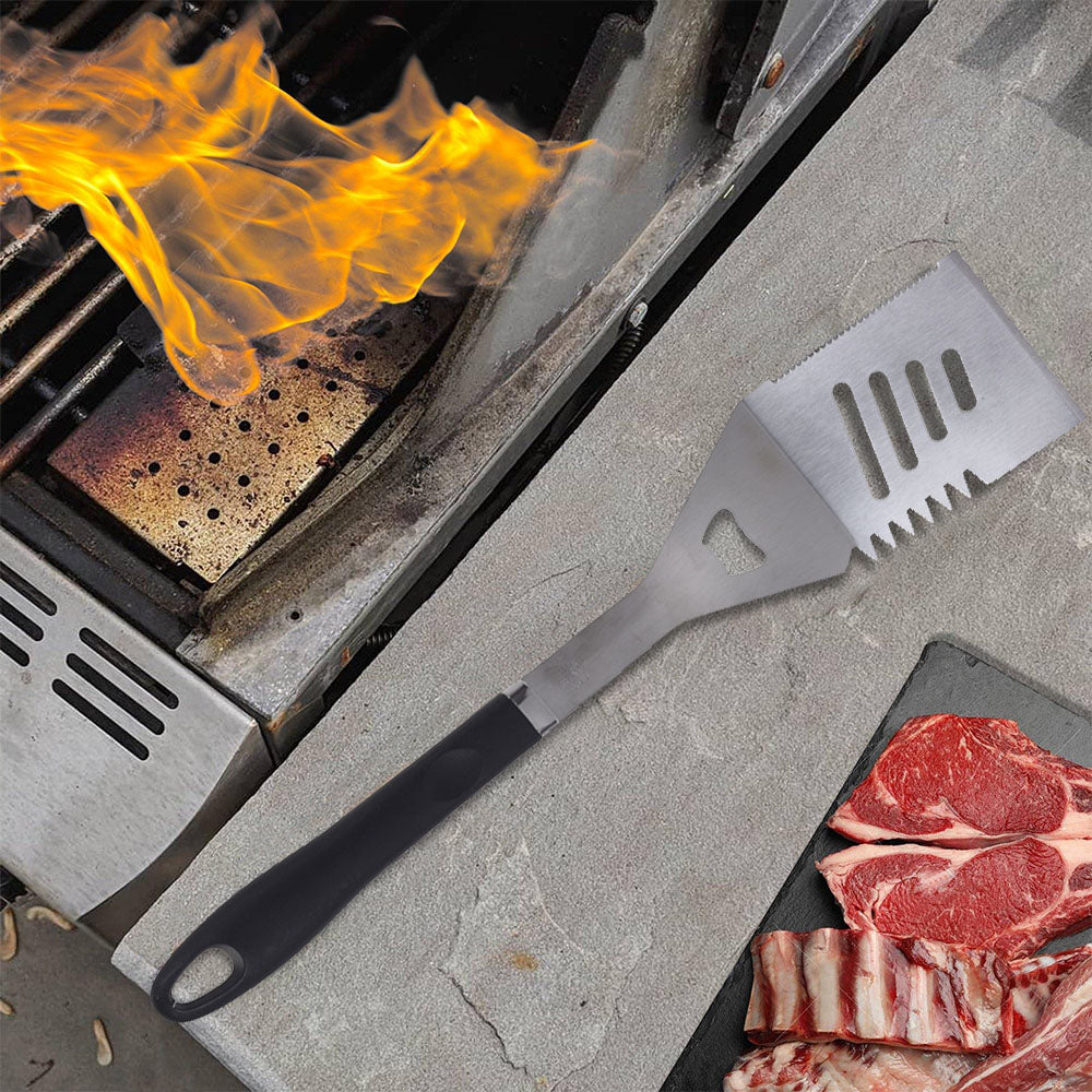 Braai Spatula with Dual Knives & Bottle Opener - Stainless Steel