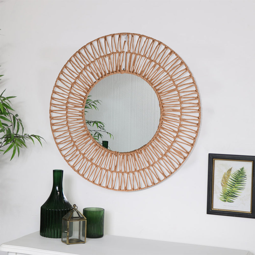 Natural Round Mirror with Paper Frame - 60cm