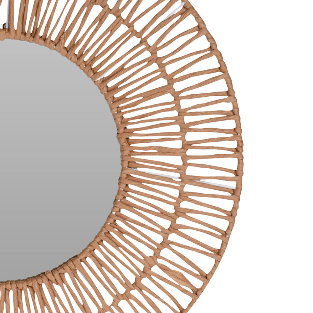 Natural Round Mirror with Paper Frame - 60cm