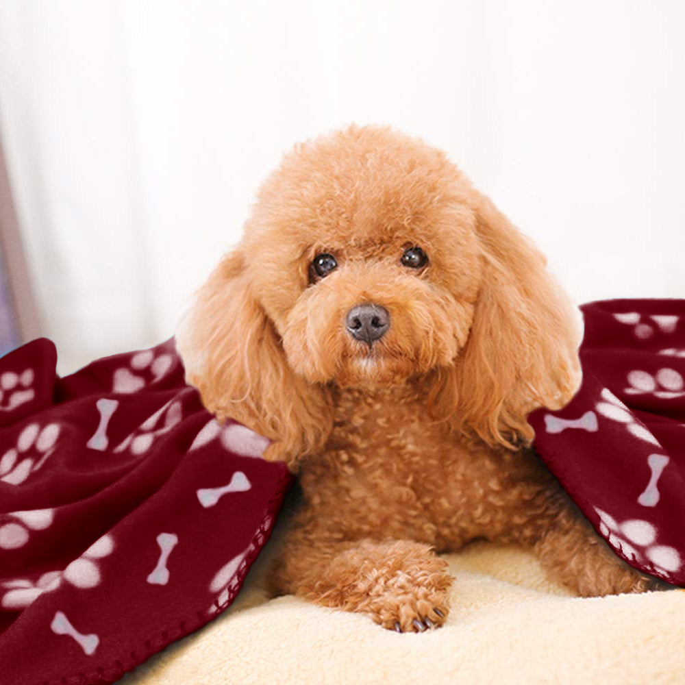 Large Pet Fleece Blanket with Paw Print