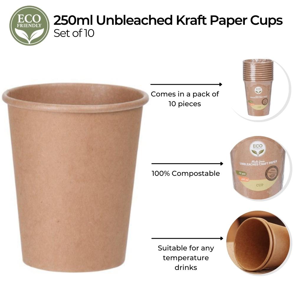 Kraftpapierbecher – 30 Stück – 250 ml – umweltfreundlich 