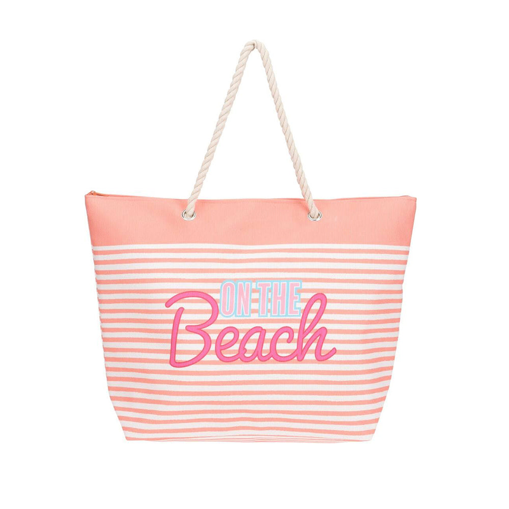 Striped Beach Bag with Rope Handles