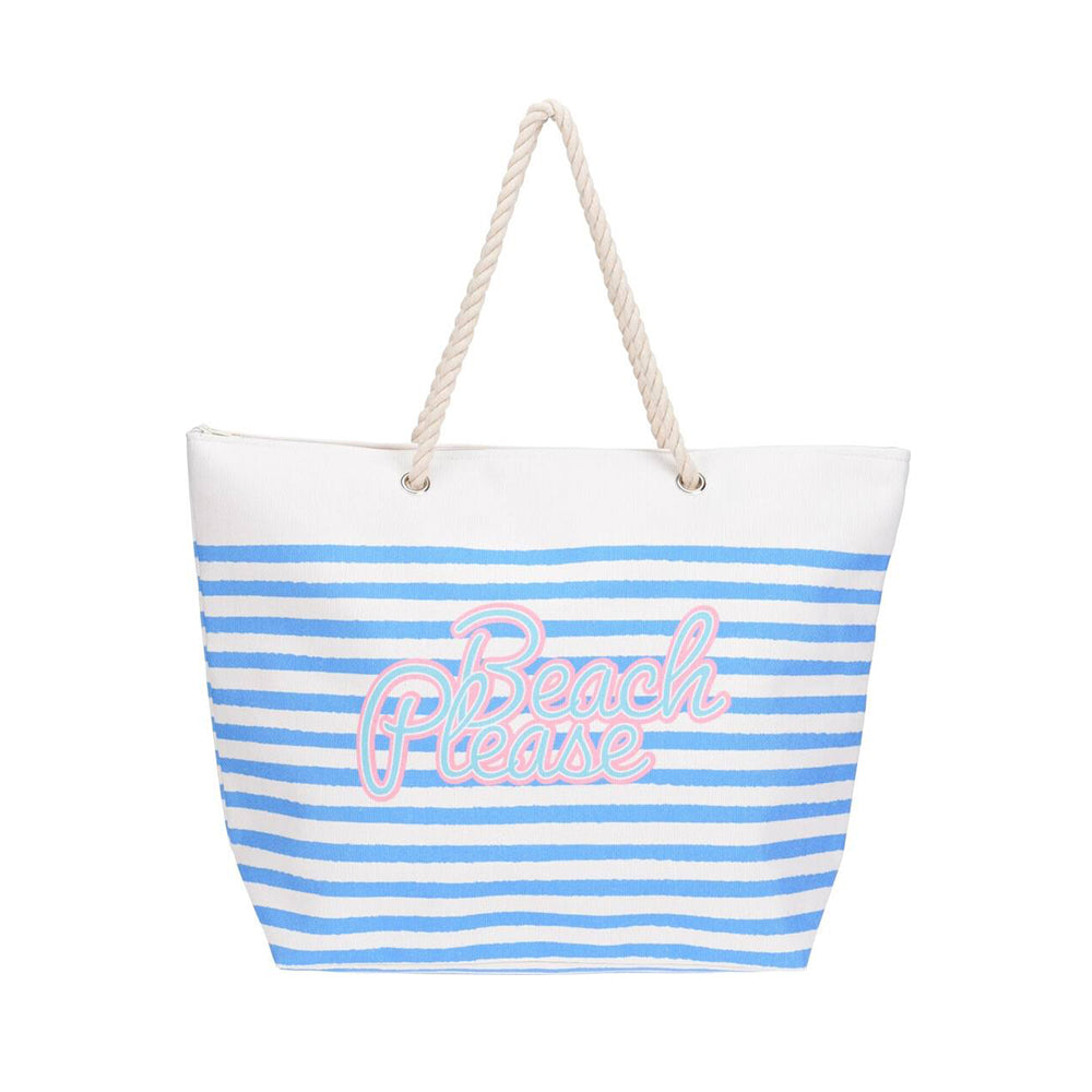 Striped Beach Bag with Rope Handles