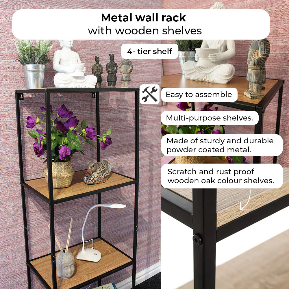 Standing Wall Rack Bookshelf with 4 Shelves